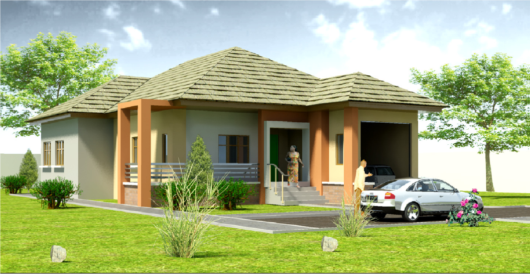 Perspective of a typical 3 bedrooms four toilets 3 bathroom bungalow